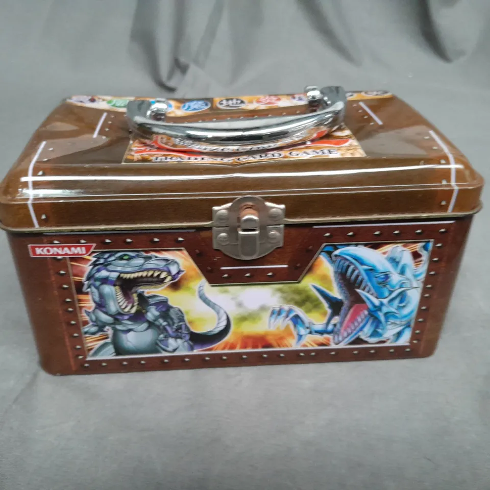 TIN OF ASSORTED YU-GI-OH COLLECTABLE TRADING CARDS