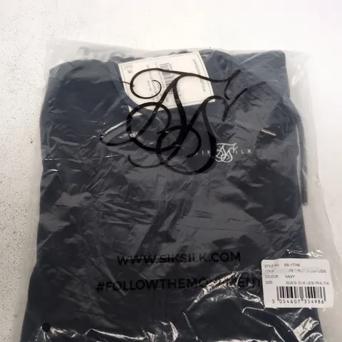 SIKSILK SCOPE TAPE ZIP-THROUGH HOODIE – NAVY, XS (UK 36)
