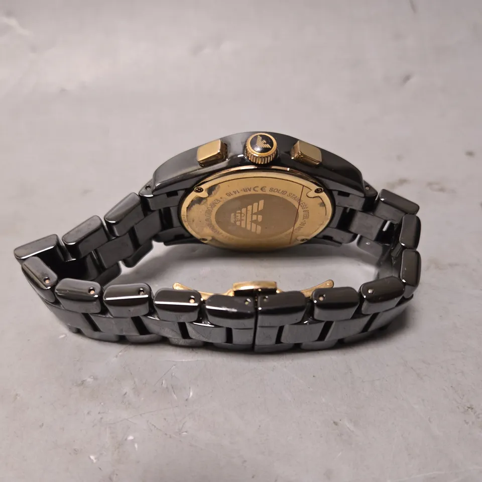 EMPORIO ARMANI ROSE GOLD BLACK WATCH 