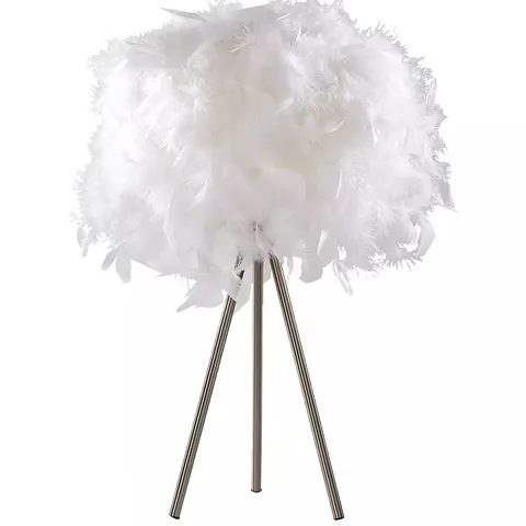 ELLIE FEATHER WHITE TABLE LAMP	