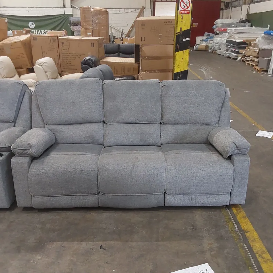 QUALITY DESIGNER FABRIC UPHOLSTERED MANUAL RECLINING SOFA 