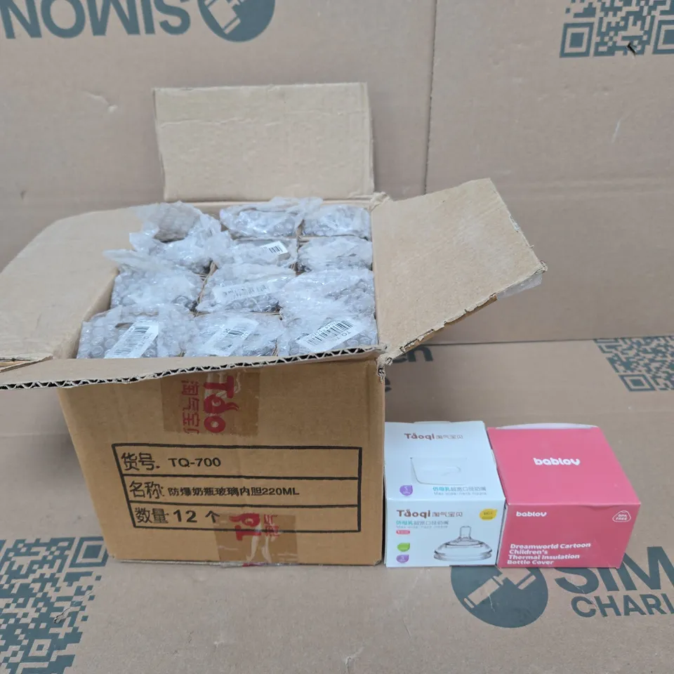 PALLET OF APPROXIMATELY 15 BOXES OF HOUSEHOLD PRODUCTS TO INCLUDE BABY BOTTLES, BOTTLE TOPS, BOTTLE COVER ETC - COLLECTION ONLY