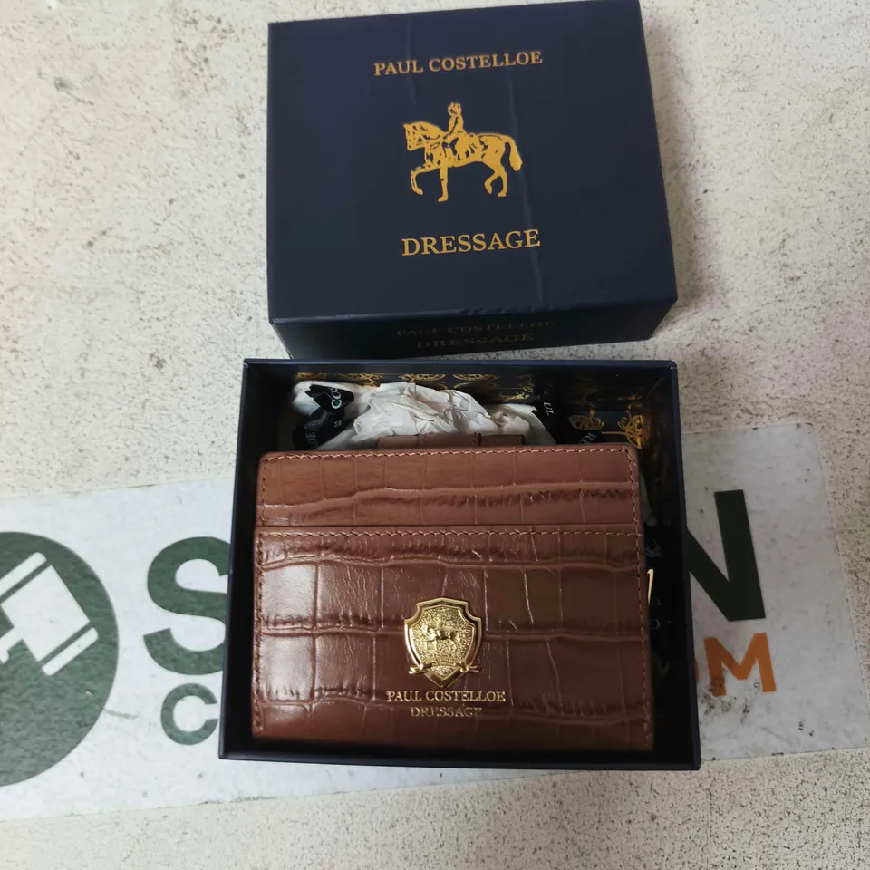 PAUL COSTELLOE DRESSAGE BROWN CROC-EFFECT LEATHER WALLET IN PRESENTATION BOX