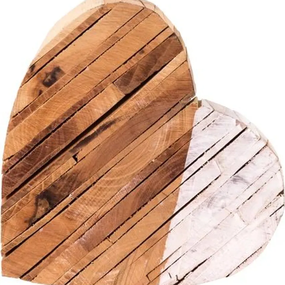 BOXED MEGHAN WOOD BLOCK HEART SCULPTURE 