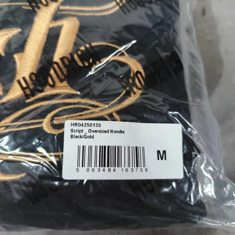 HOODRICH OVERSIZED HOODIE – BLACK/GOLD, SIZE M