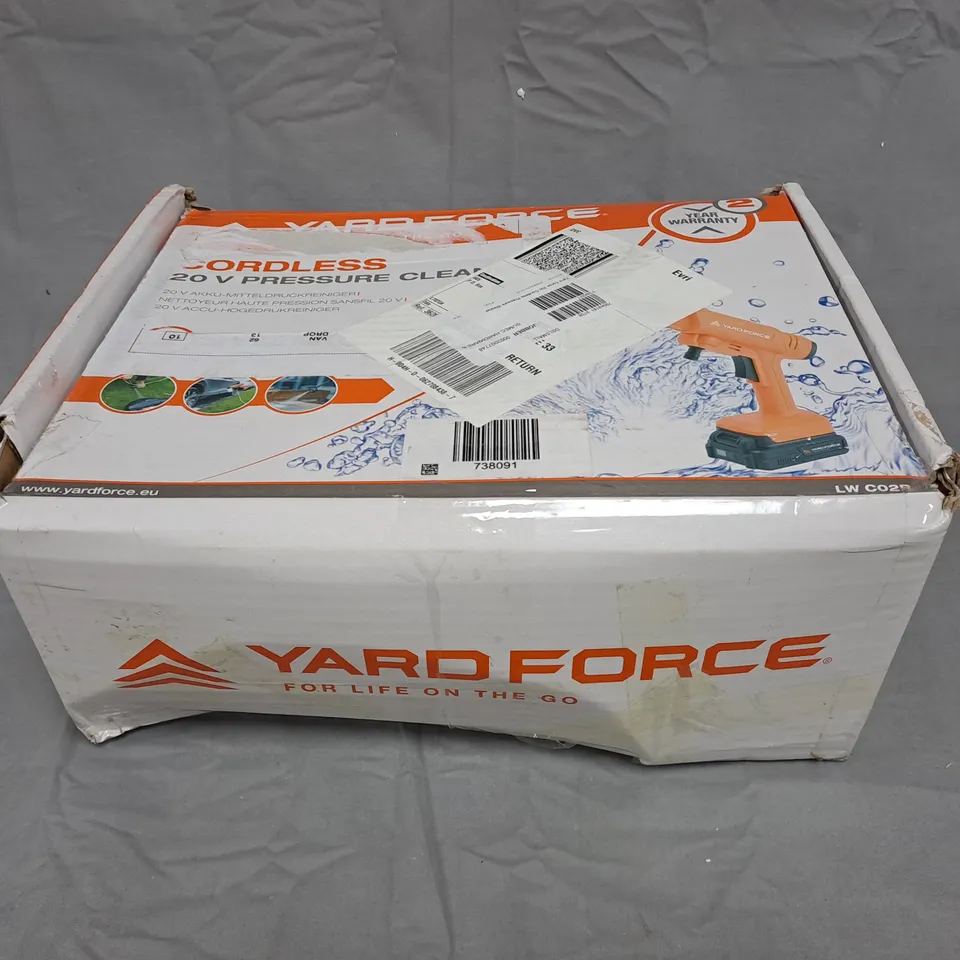 YARD FORCE 20V CORDLESS PRESSURE WASHER