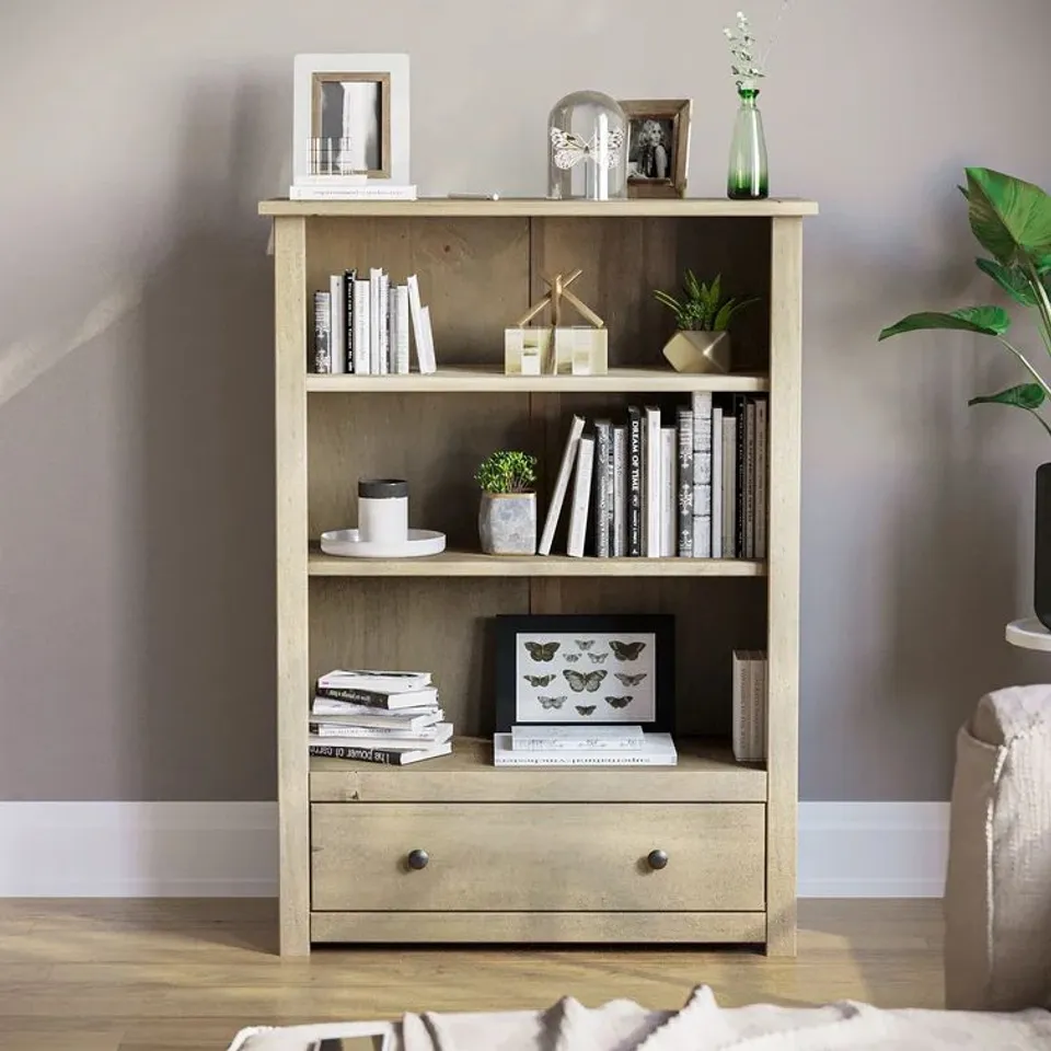 BOXED SOMERS 110cm H X 80cm W SOLID WOOD STANDARD BOOKCASE (1 BOX)