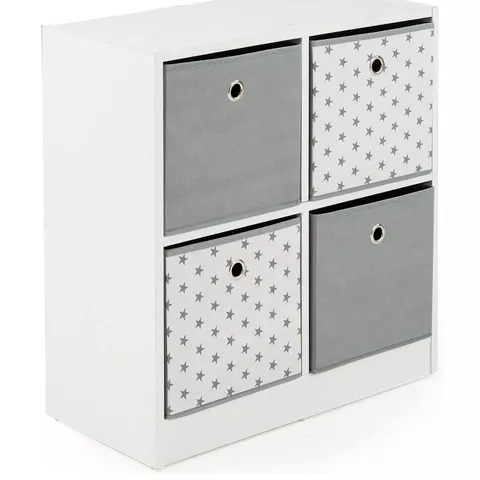 4 CUBE STORAGE UNIT WITH BOXES - GREY/STARS