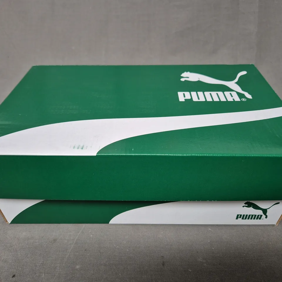 BOXED PAIR OF PUMA BASKET CLASSIC XXI SHOES IN WHITE UK SIZE 4.5