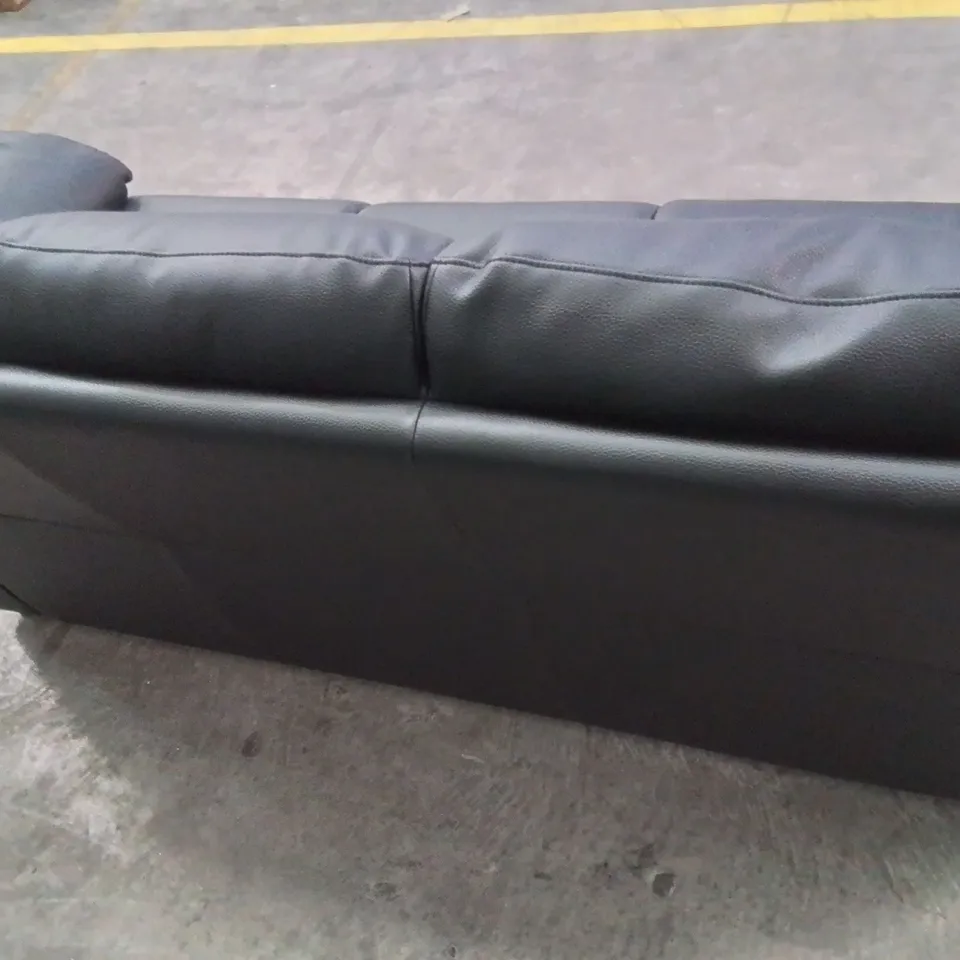 QUALITY DESIGNER FAUX LEATHER BLACK 3 SEATER SOFA 