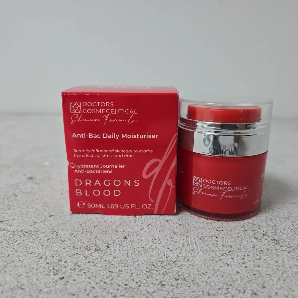 BOXED DOCTORS FORMULA DRAGONS BLOOD ANTI-BAC DAILY MOISTURISER 50ML