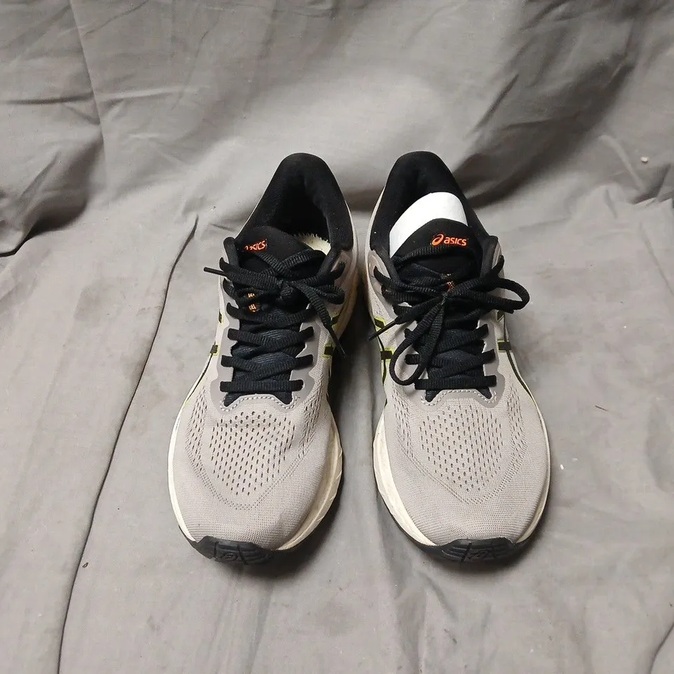 ASICS GT-1000-12 RUNNING SHOES – GREY/BLACK WITH NEON ACCENTS, UK 8.5