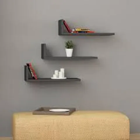 BOXED SHAPE MODERN FLOATING SHELF MOCHA GREY 14CM