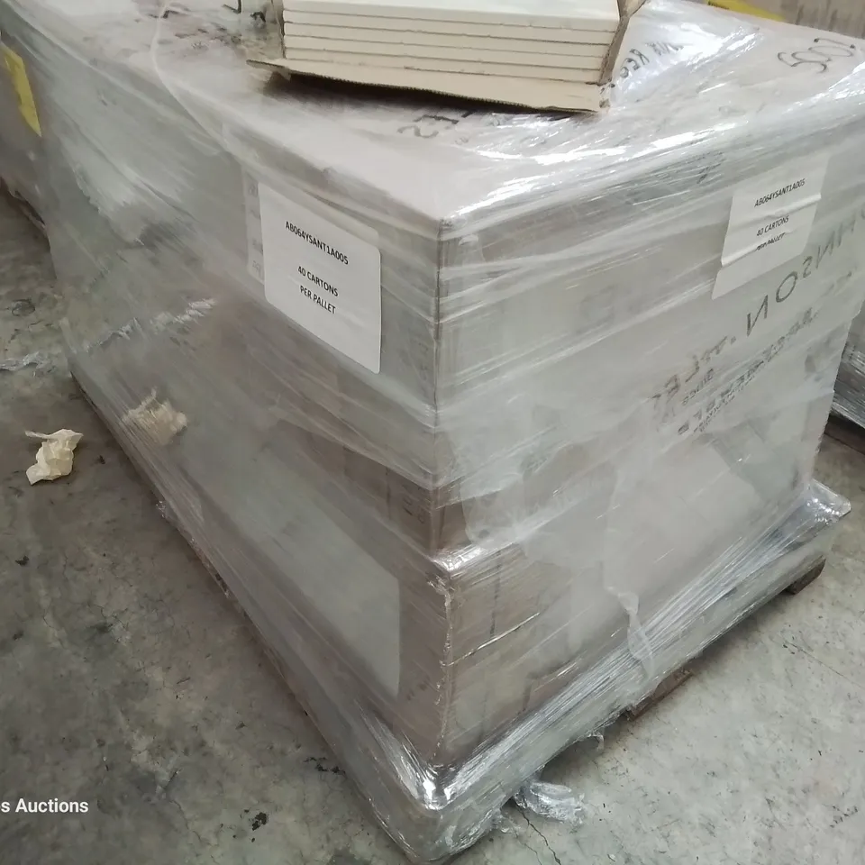 PALLET OF 40 × 5 BRAND NEW JOHNSONS MARBLE SATIN WHITE TILES EACH 597 × 297 × 10mm