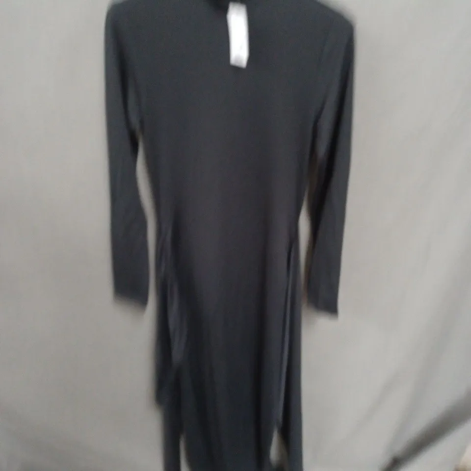 GINA TRICOT TIE FRONT DRESS, BLACK, SIZE S