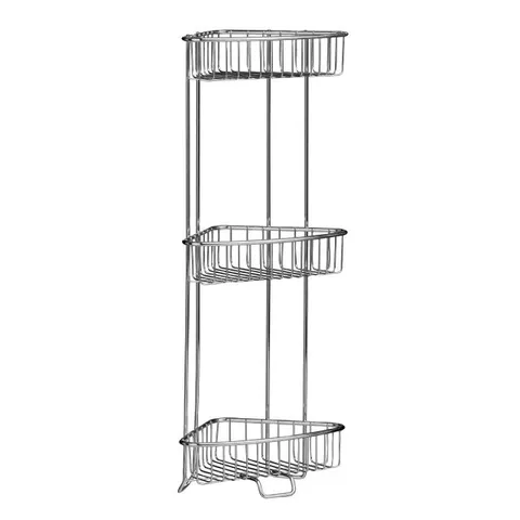 BOXED DARA THREE TIER CHROME CORNER SHOWER CADDY