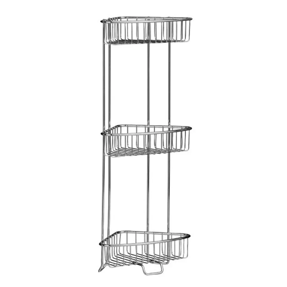 BOXED DARA THREE TIER CHROME CORNER SHOWER CADDY