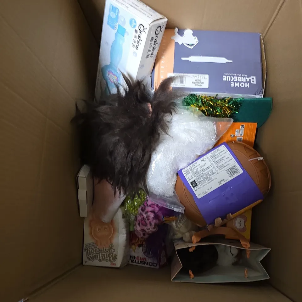 BOX OF APPROXIMATELY 20 ASSORTED TOYS AND GAMES INCLUDING PEPPA PIG PLUSH TOY , KIDS MICROSCOPE AND FLYNOVA PRO 