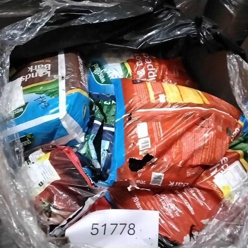 PALLET CONTAINING LARGE QUANTITIES OF COMPOST AND BARK