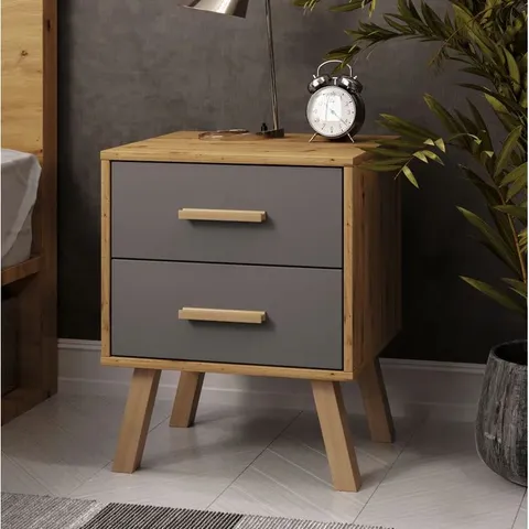 BOXED ARNDT 2 DRAWER BEDSIDE TABLE (1 BOX)