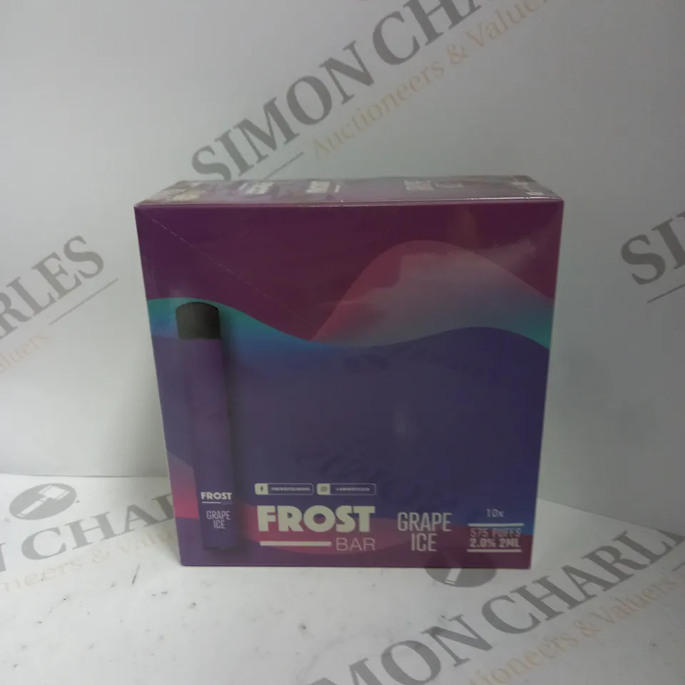 5 X BOXED SEALED (10 DISPOSABLES PER BOX) DR FROST FROST BAR DISPOSABLE VAPES - GRAPE ICE 