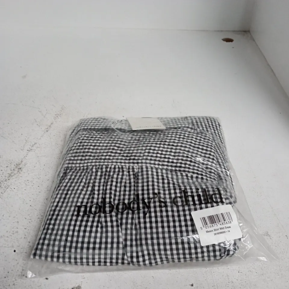 NOBODY'S CHILD MASON SHIRT MIDI DRESS – GINGHAM, UK SIZE 14