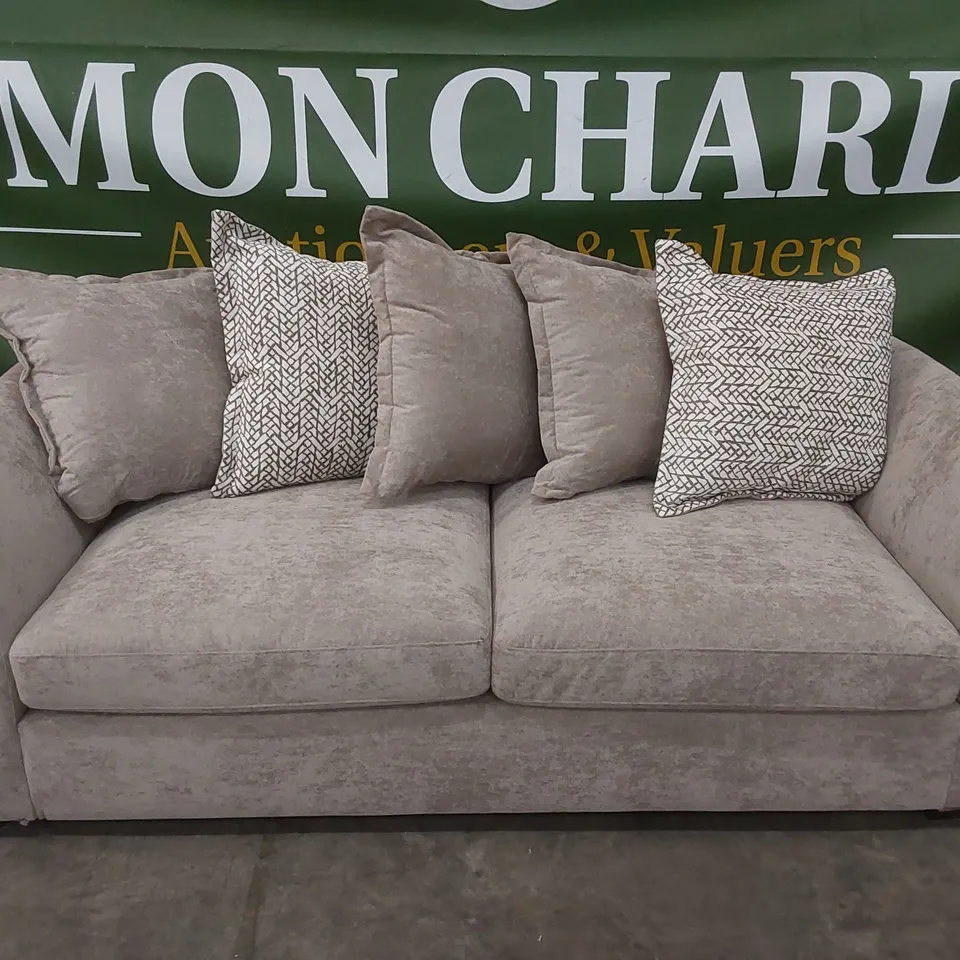 HAVANA 3 SEATER FABRIC UPHOLSTERED SOFA - MINK