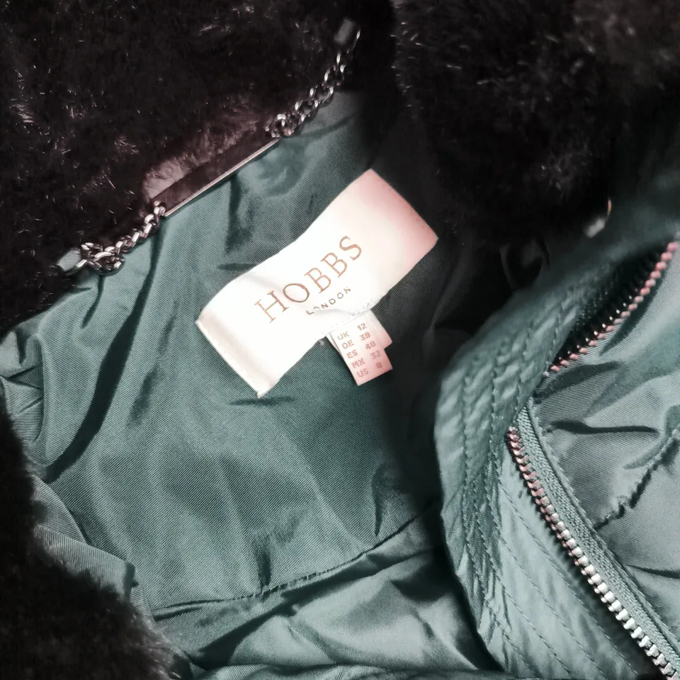 HOBBS LONDON JAYMIE PUFFER IN GREEN - UK 12