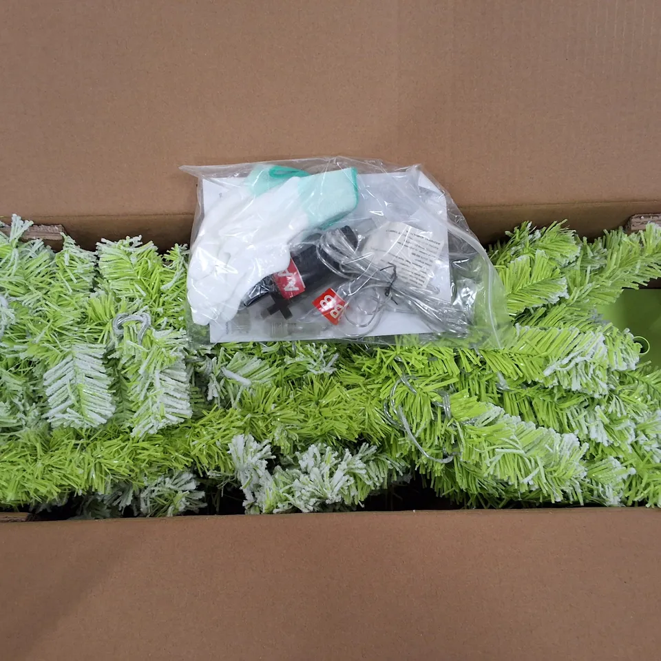 BOXED SEASONAL TREE WITH STAND IN LIGHT GREEN & WHITE