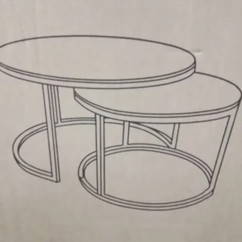 BRAND NEW HOMESDIRECT365 NEST OF 2 GOLD END TABLES WITH POLAR WHITE STONE TOPS