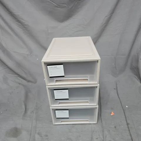 A TIDY HOME 3-DRAWER PLASTIC STORAGE TOWER - WHITE