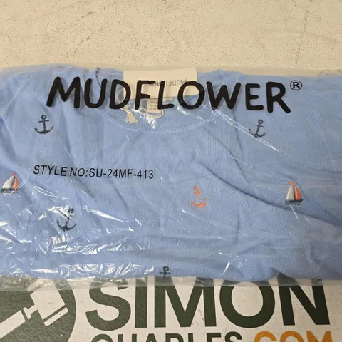 MUDFLOWER SAILOR CREW NECK JUMPER, LIGHT BLUE - SIZE 18
