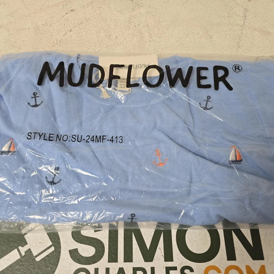 MUDFLOWER SAILOR CREW NECK JUMPER, LIGHT BLUE - SIZE 18