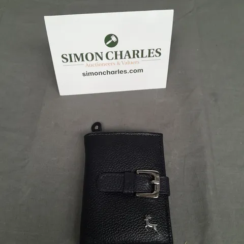 ASHWOOD LEATHER BUCKLED PURSE IN NAVY