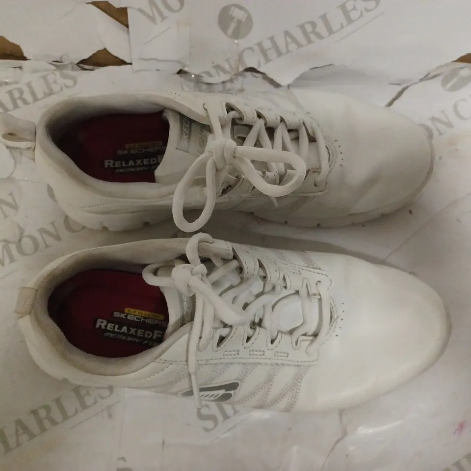 SKETCHERS WHITE LEATHER TRAINERS, UK 5