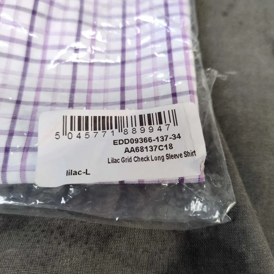 MAINE LILAC GRID CHECK LONG SLEEVE SHIRT LARGE