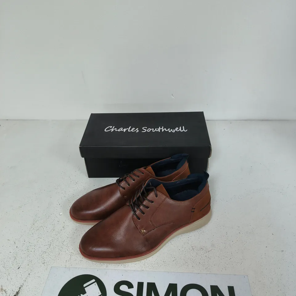 CHARLES SOUTHWELL DIEGO DERBY SHOES – TAN, UK 10 (BOXED)