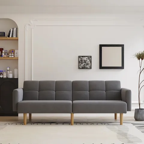 BOXED HEWSON 3-SEATER CLIC CLAC SOFA BED - GREY VELVET (1 BOX)