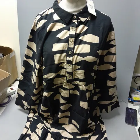 WHITE STUFF MAYA TIERED SHIRT DRESS IN BLACK SIZE 18
