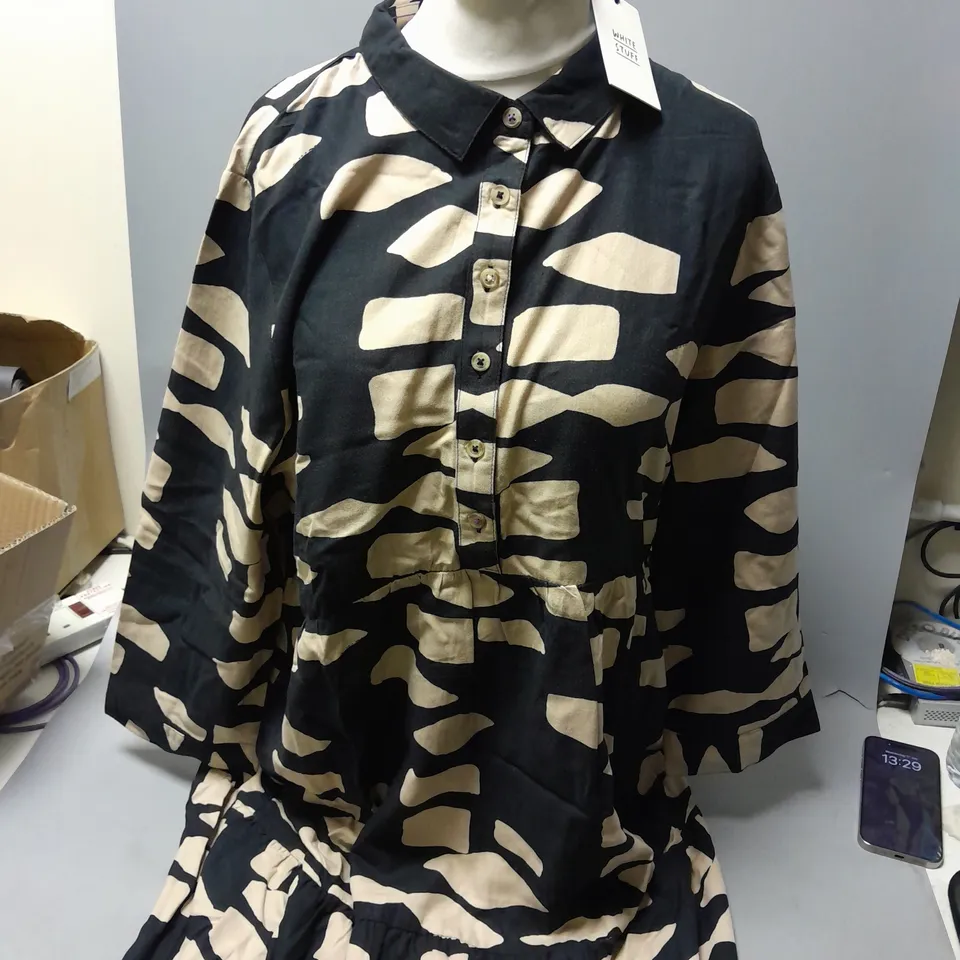 WHITE STUFF MAYA TIERED SHIRT DRESS IN BLACK SIZE 18