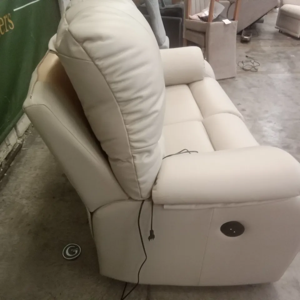DESIGNER G PLAN MADE MISTRAL C 3 SEATER ELECTRIC RECLINER DBL SOFA - OXFORD PUTTY LEATHER 