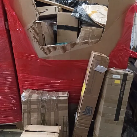 PALLET OF ASSORTED HOUSEHOLD GOODS AND PRODUCTS TO INCLUDE; SLOW MEAT JUICER, CAMPING CHAIRS,GABLED ROOF METAL RUNS WITH SUNSHADE 