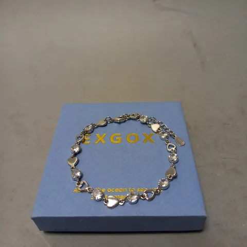 BOXED EXGOX S925 SILVER HEART BRACELET