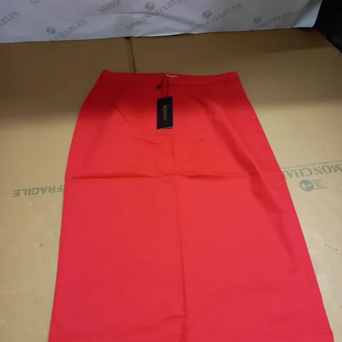 KINTSUGI WOMENS RED PENCIL SKIRT WITH HIDDEN VELCRO OPENING SIZE 12