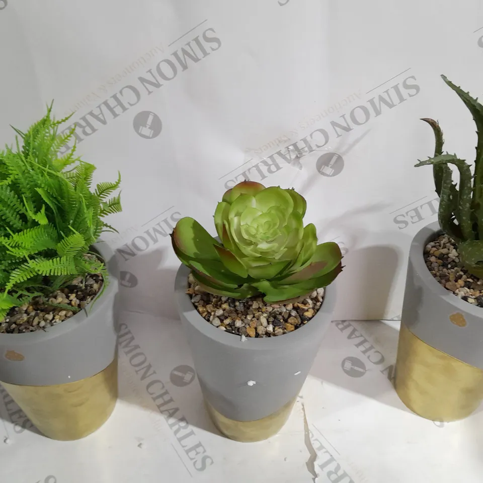 3 X BOXED SET OF FAUX PLANT POT DECORATIONS 