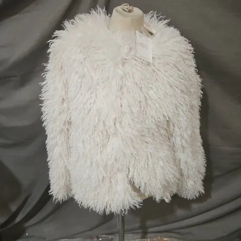 THE FROLIC WHITE FAUX FUR COAT – UK 10