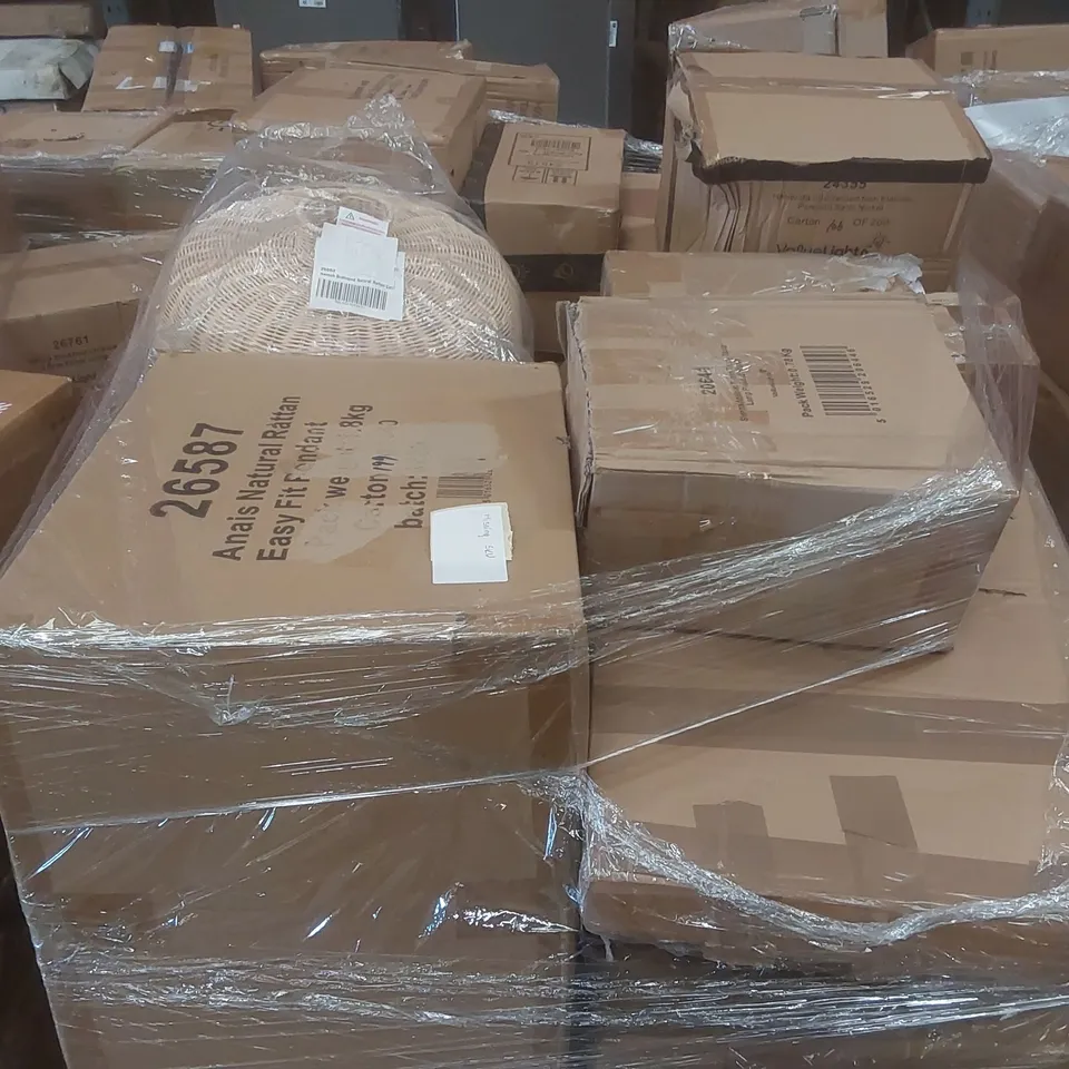 PALLET CONTAINING A VERY LARGE QUANTITY OF ASSORTED DESIGNER LIGHTING PRODUCTS