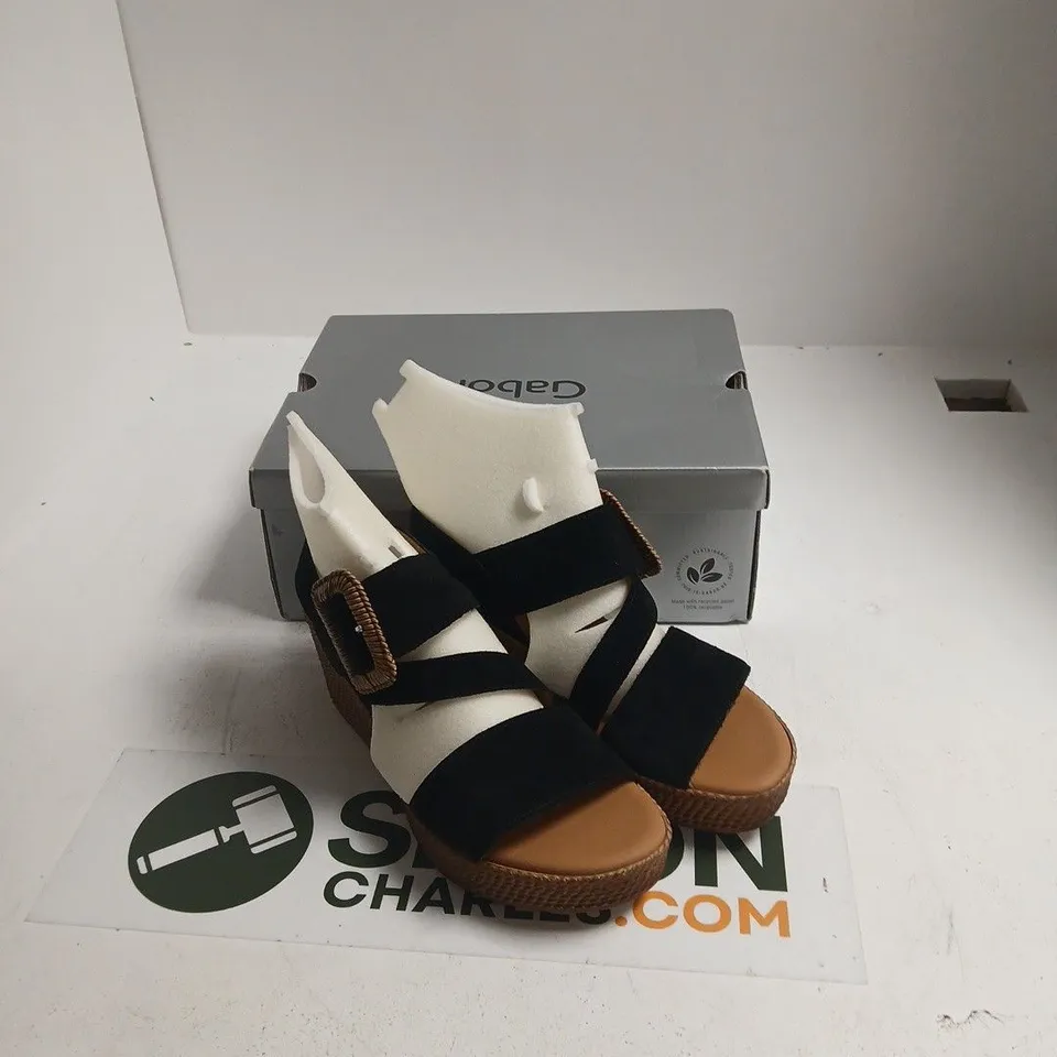 GABOR EMBRACE SANDALS – BLACK SUEDE, UK 6 (STYLE 84.771.17)