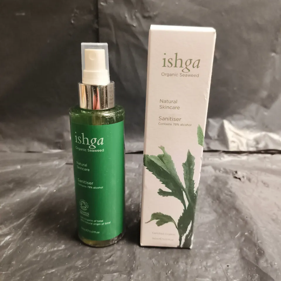 ISHGA ORGANIC SEAWEED SANITISER – NATURAL SKINCARE, 150ML, BOXED (78% ALCOHOL)