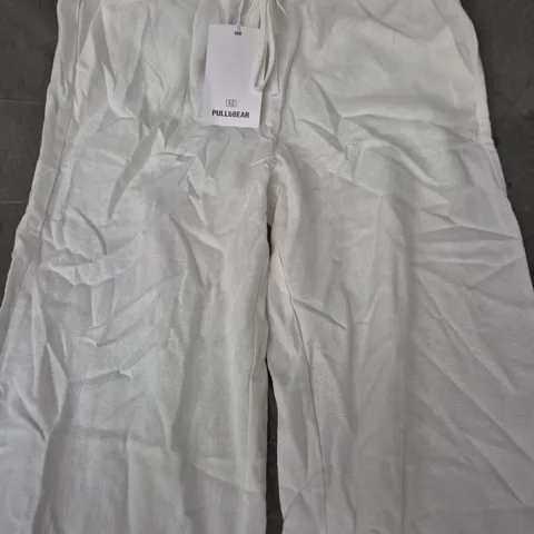 PULL&BEAR WHITE DRAWSTRING TROUSERS SIZE SMALL